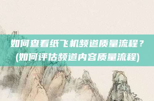 如何查看纸飞机频道质量流程？(如何评估频道内容质量流程)